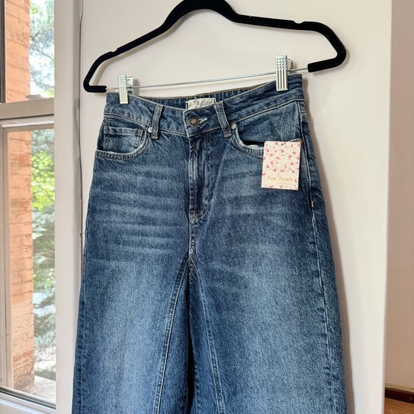 NWT Free People Relaxed Straight Slouch Jeans Denim Dark Wash Blue 26 - Picture 5 of 15